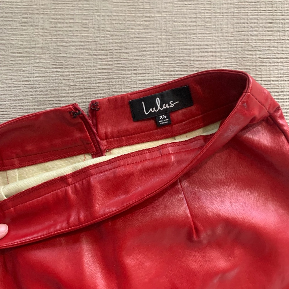 Lulus red pleather mini skirt